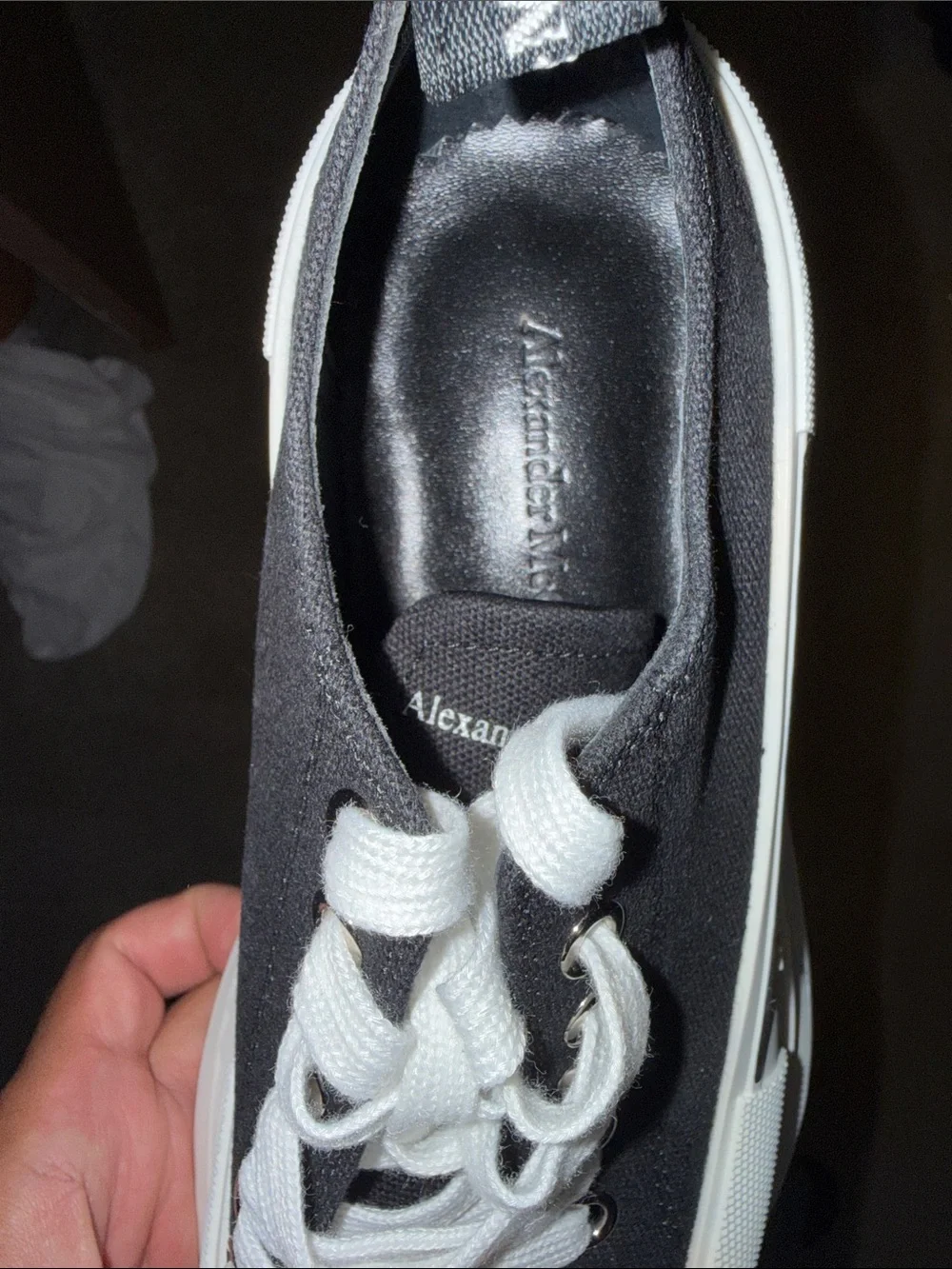 Alexander McQUEEN Black & White Platform Lace-Up Sneakers